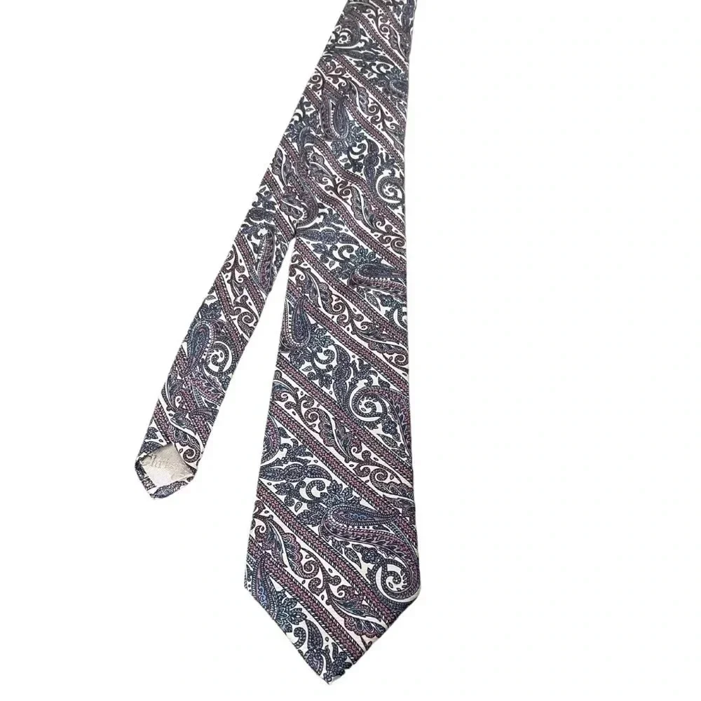 CHRISTIAN DIOR Vintage Necktie 100% Silk Fabric Woven in Italy - Made in USA